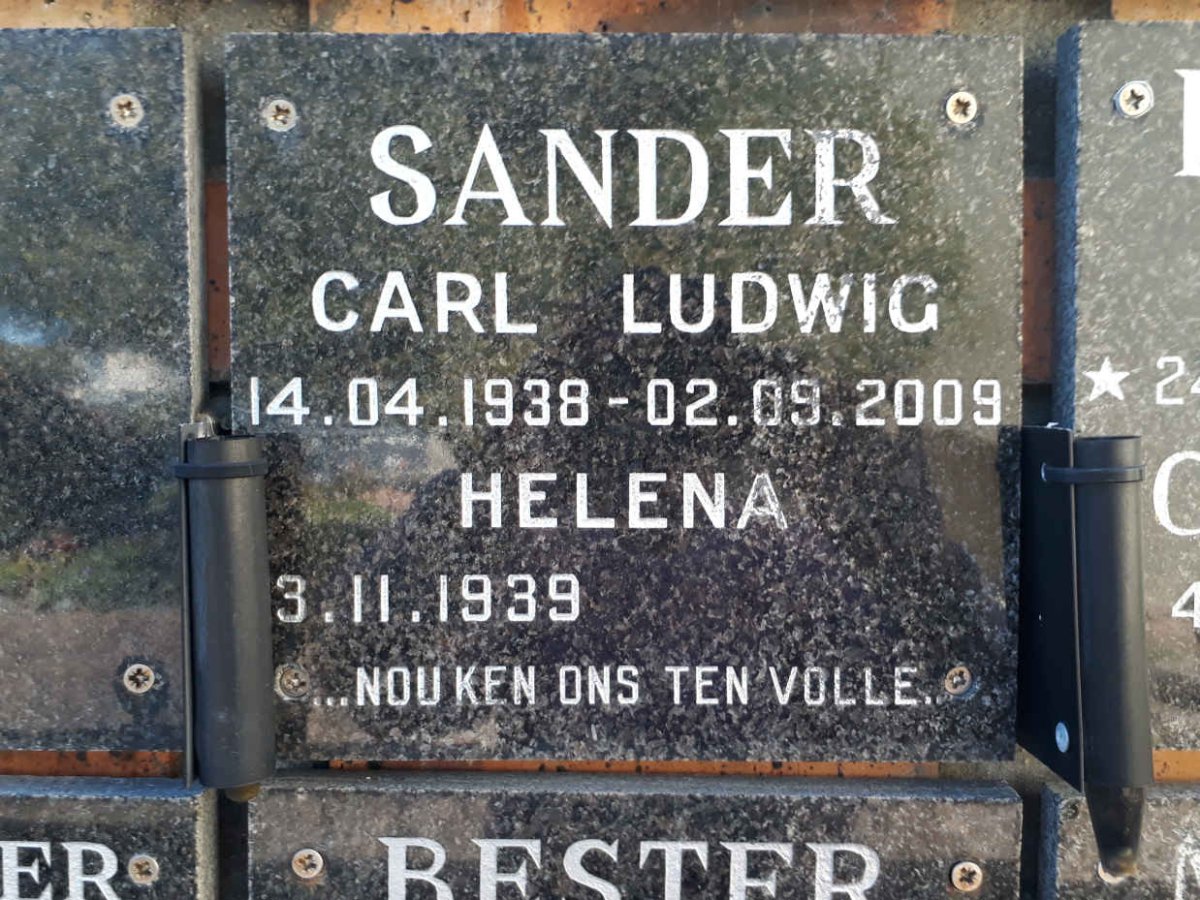 SANDER Carl Ludwig 1938-2009 &amp; Helena 1939-