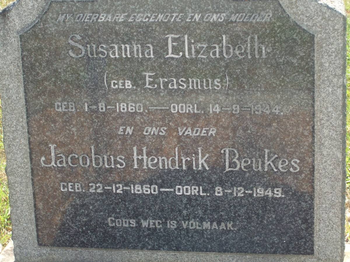 BEUKES Jacobus Hendrik 1860-1949 &amp; Susanna Elizabeth ERASMUS 1860-1944