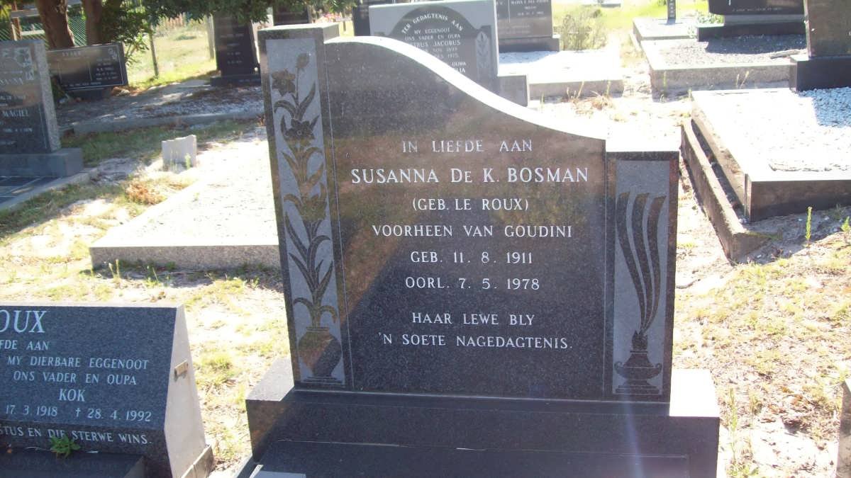 BOSMAN Susanna De K. nee LE ROUX 1911-1948