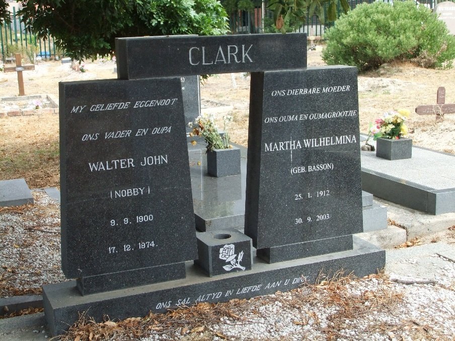 CLARK Walter John 1900-1974 &amp; Martha Wilhelmina BASSON 1912-2003