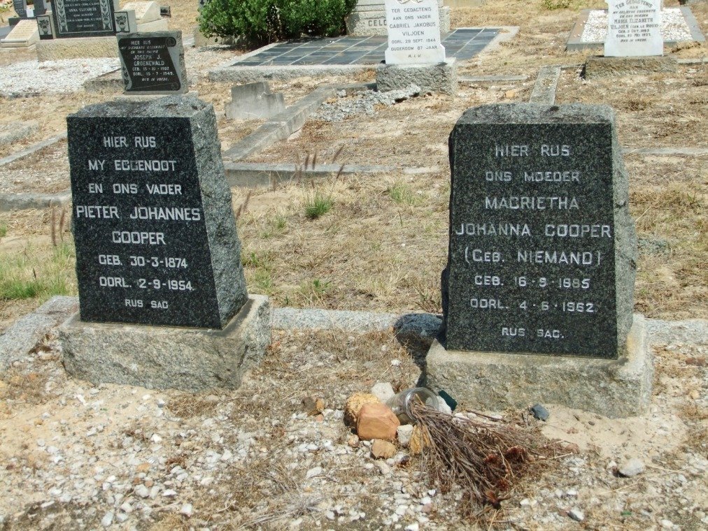 COOPER Pieter Johannes 1874-1954 &amp; Magrietha Johanna NIEMAND 1885-1962