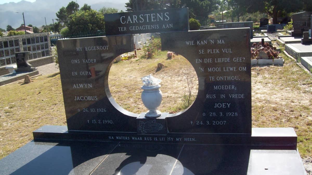 CARSTENS Alwyn Jacobus 1926-1990 &amp; Joey 1928-2007