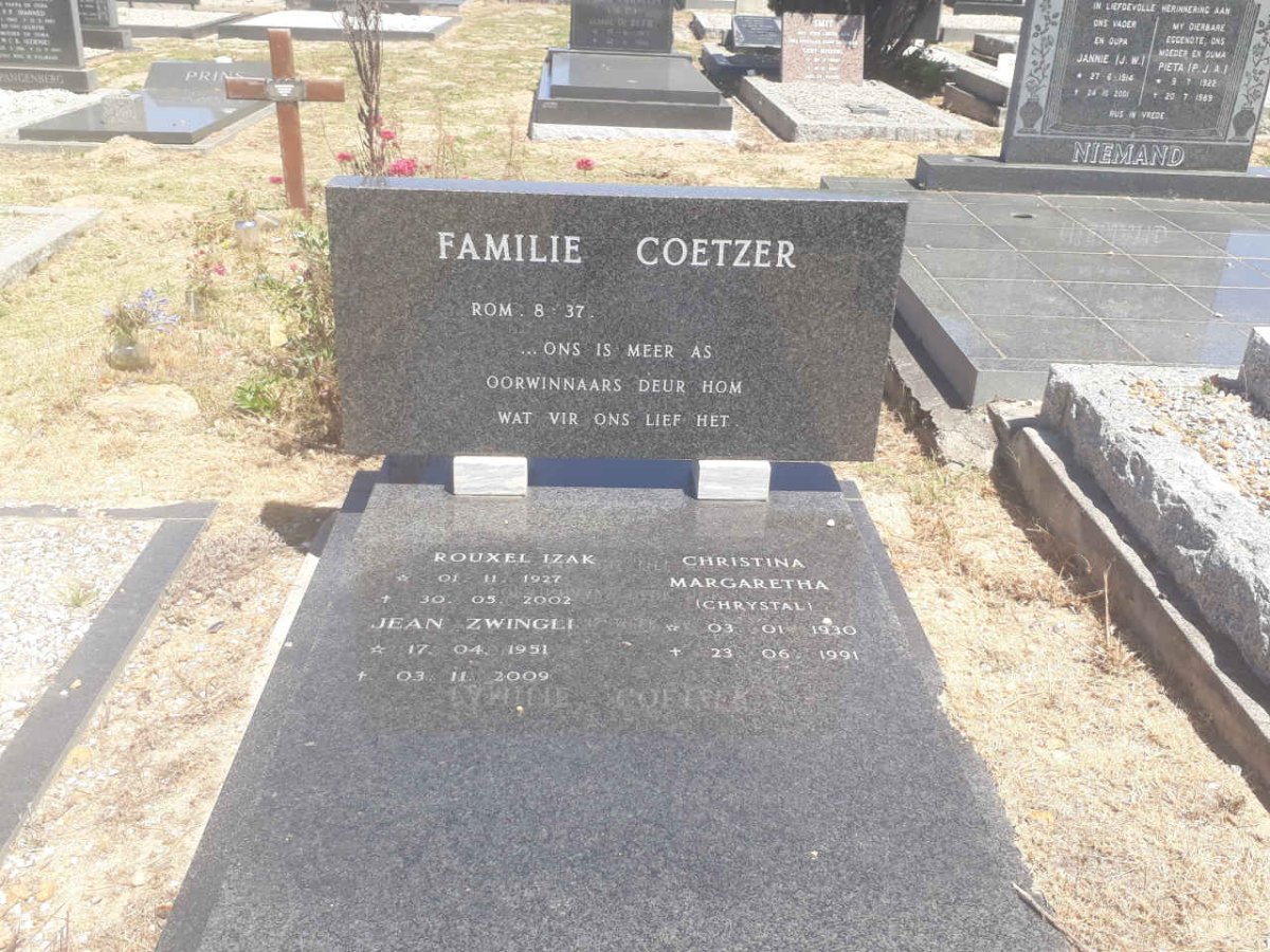 COETZER Rouxel Izak 1927-2002 &amp; Christina Margaretha 1930-1991 :: COETZER Jean Zwingli 1951-2009