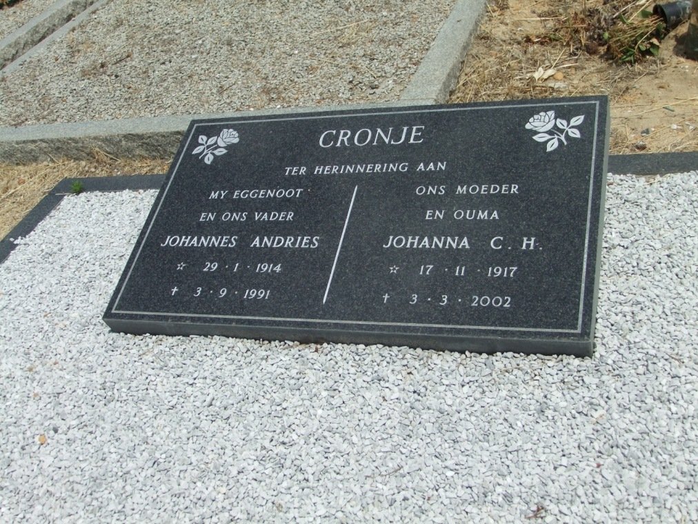 CRONJE Johannes Andries 1914-1991 &amp; Johanna C.H. 1917-2002