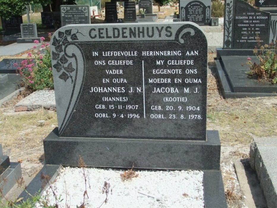 GELDENHUYS Johannes J.N. 1907-1996 &amp; Jacoba M.J. 1904-1978