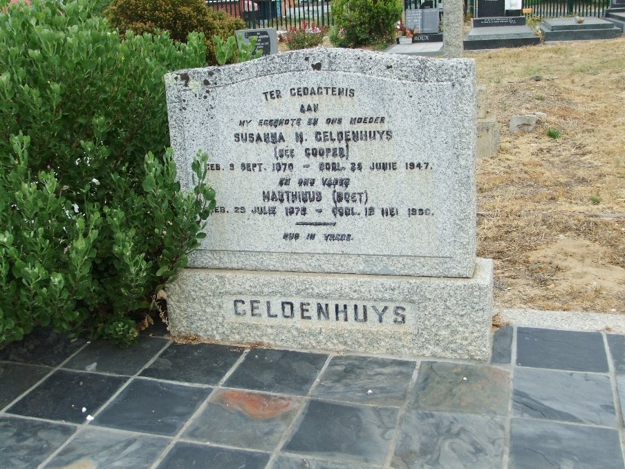 GELDENHUYS Marthinus 1878-195? &amp; Susanna M. COOPER 1870-1947