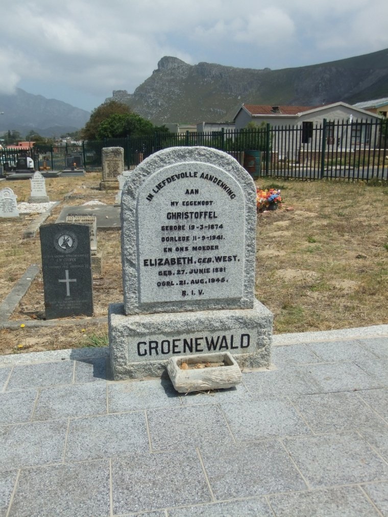 GROENEWALD Christoffel 1874-1941 &amp; Elizabeth WEST 1881-1945