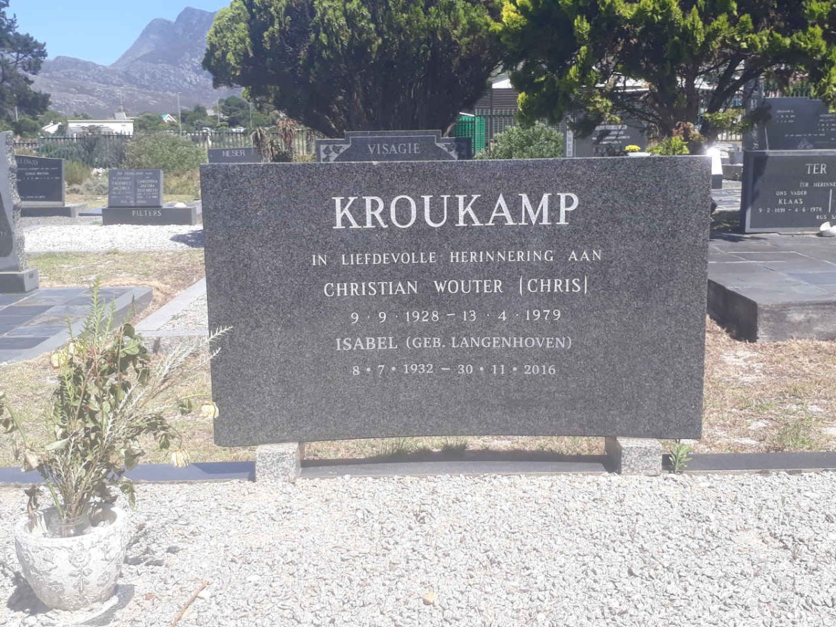 KROUKAMP Christian Wouter 1938-1979 &amp; Isabel LANGENHOVEN 1932-2016