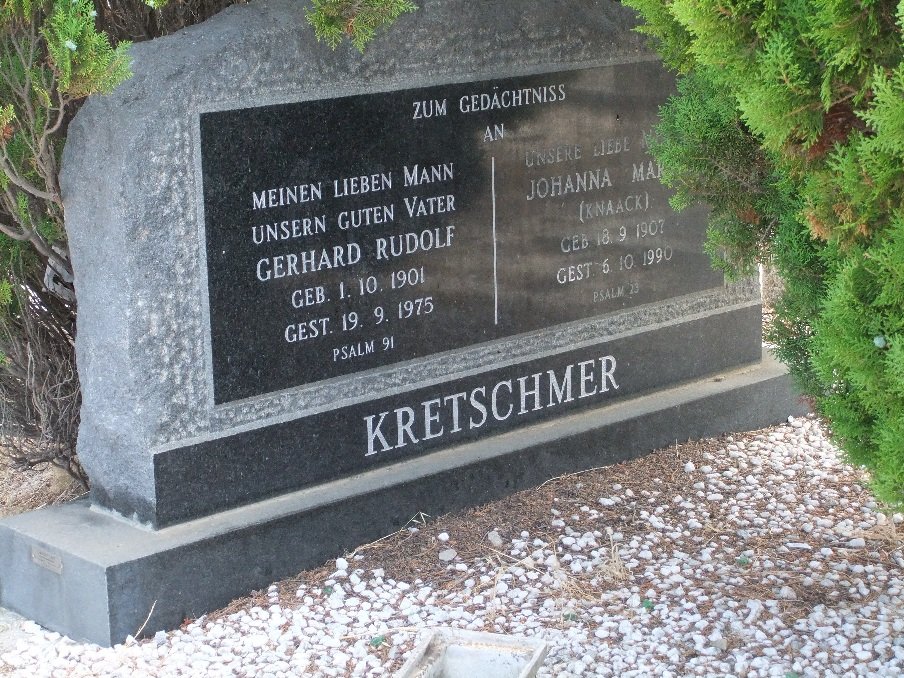 KRETSCHMER Gerhard Rudolf 1901-1975 &amp; Johanna Martha KNAACK 1907-1990