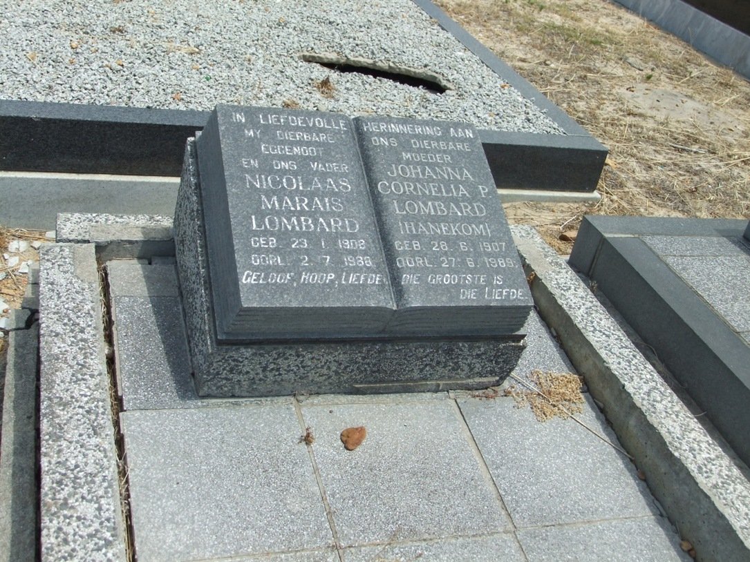 LOMBARD Nicolaas Marais 1908-1988 &amp; Johanna Cornelia P. HANEKOM 1907-1989
