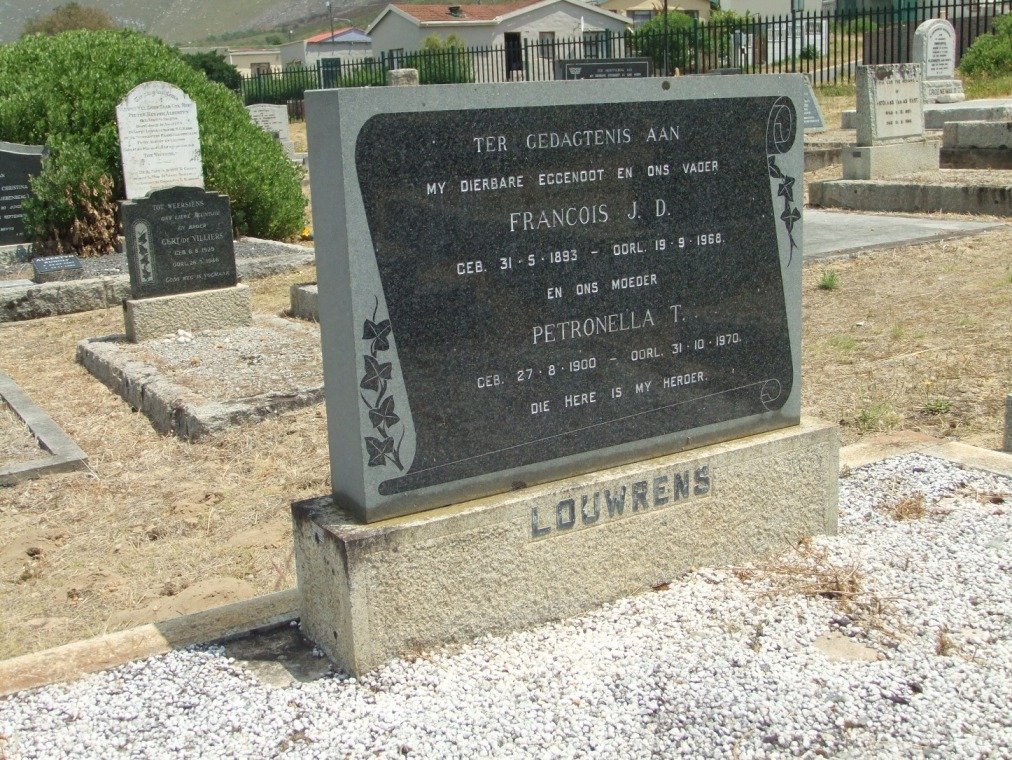 LOUWRENS Francois J.D. 1893-1968 &amp; Petronella T. 1900-1970