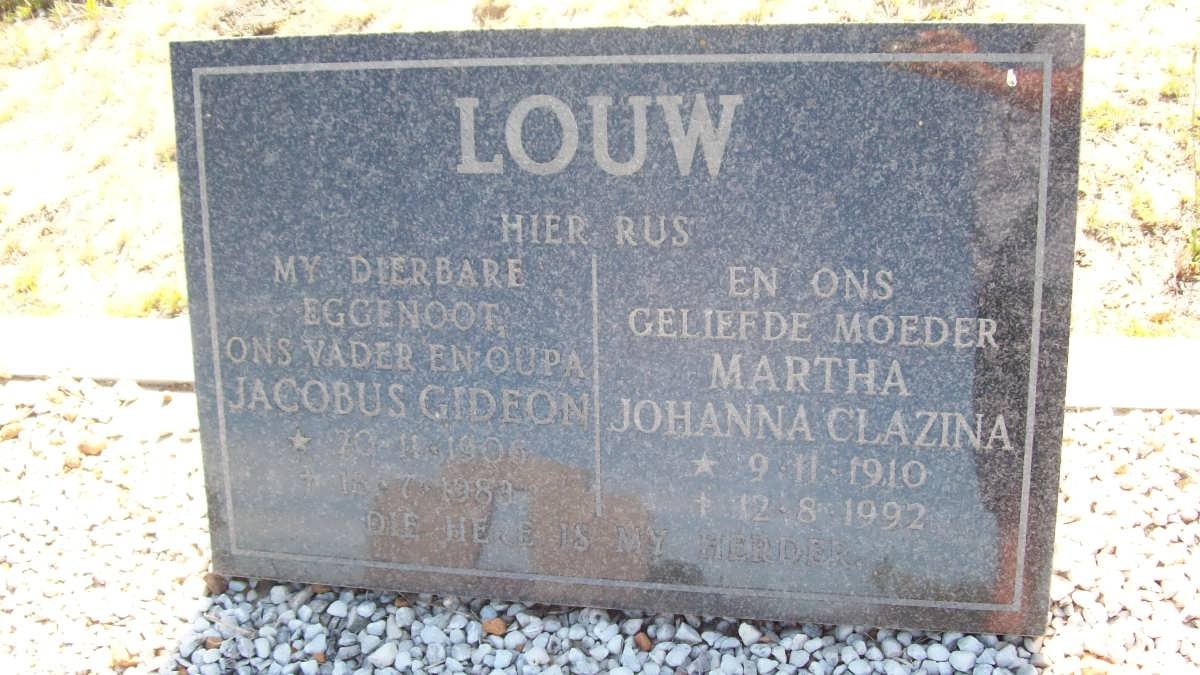 LOUW Jacobus Gideon 1906-1989 &amp; Martha Johanna Clazina 1910-1992
