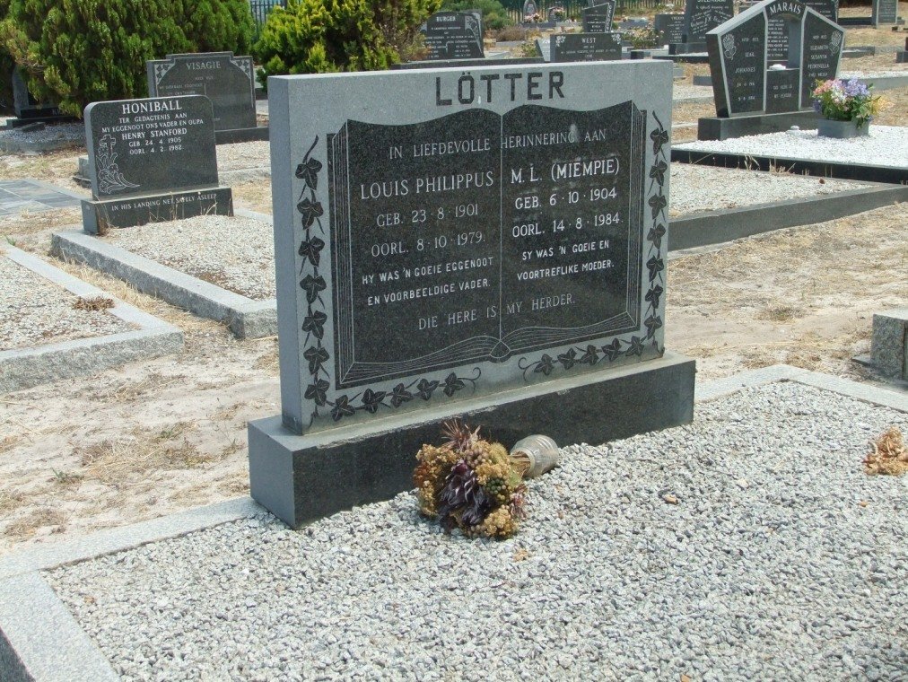 LOTTER Louis Philippus 1901-1979 &amp; M.L. 1904-1984