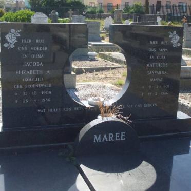 MAREE Mattheus Casparus 1901-1986 &amp; Jacoba Elizabeth A. GROENEWALD 1908-1986