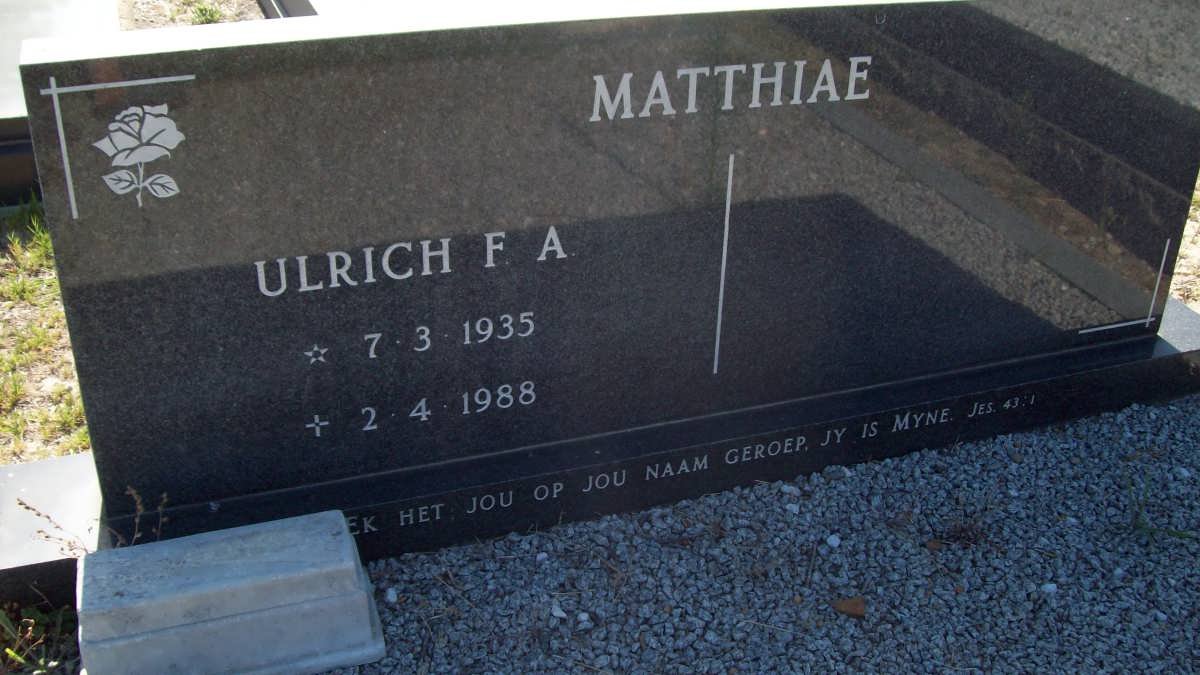MATTHIAE Ulrich F.A. 1935-1988