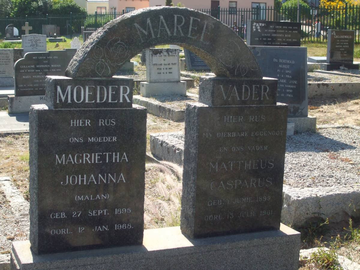 MAREE Mattheus Casparus 1899-1961 &amp; Magrietha Johanna MALAN 1895-1968