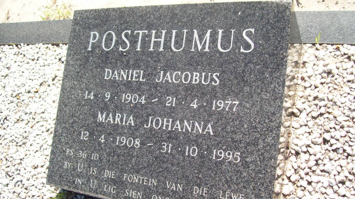 POSTHUMUS Daniel Jacobus 1904-1977 &amp; Maria Johanna 1908-1995