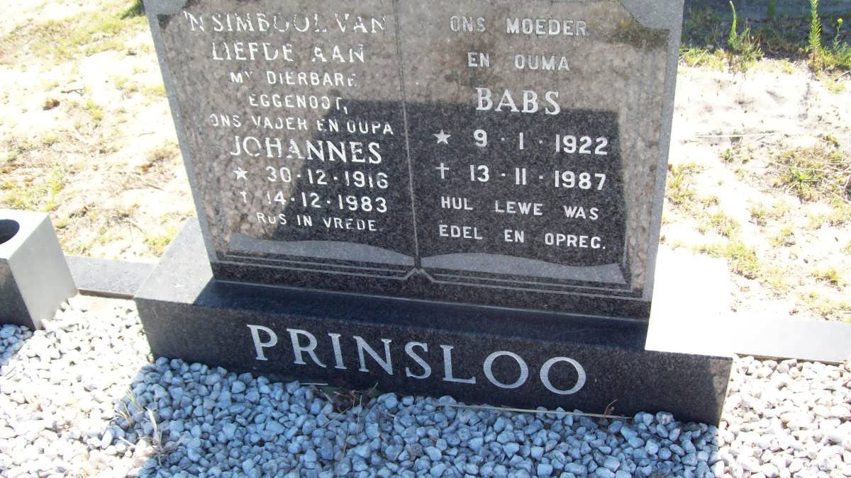 PRINSLOO Johannes 1916-1983 &amp; Babs 1922-1987