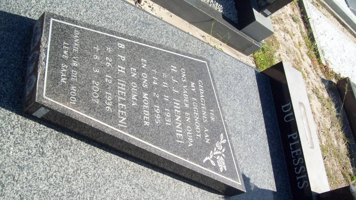 PLESSIS H.J.J., du 1931-1995 &amp; B.P.H. 1936-2007