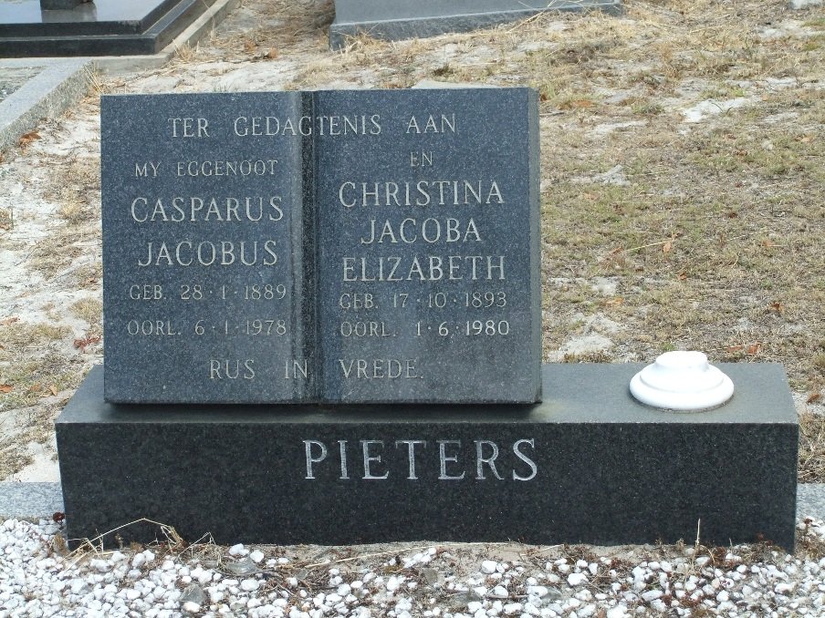 PIETERS Casparus Jacobus 1889-1978 &amp; Christina Jacoba Elizabeth 1893-1980