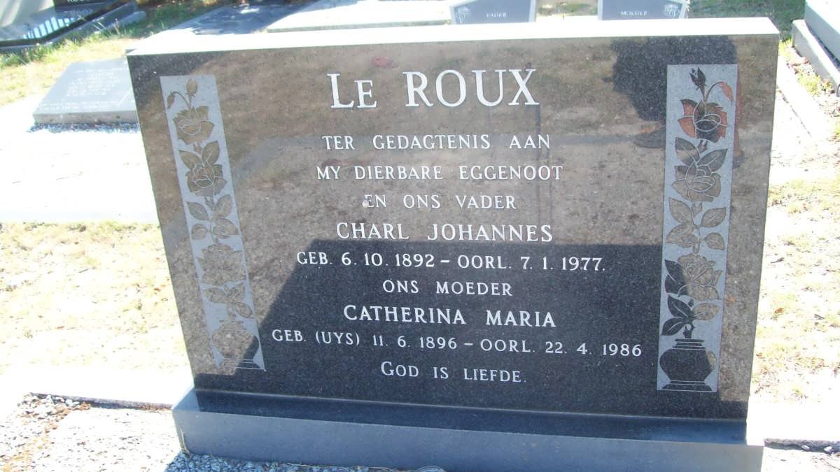 ROUX Charl Johannes, le 1892-1977 &amp; Catherina Maria UYS 1896-1986