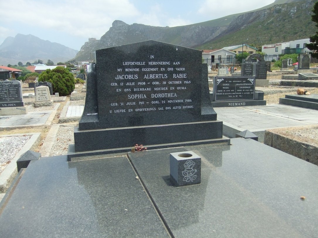 RABIE Jacobus Albertus 1908-1965 &amp; Sophia Dorothea 1911-1986