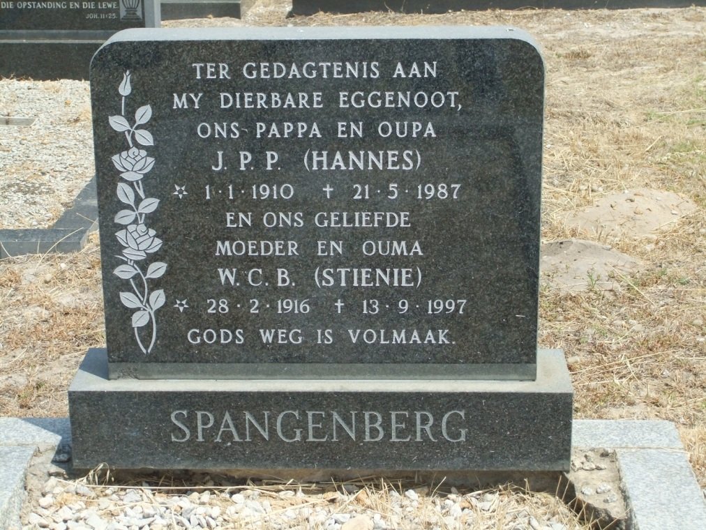 SPANGENBERG J.P.P. 1910-1987 &amp; W.C.B. 1916-1997