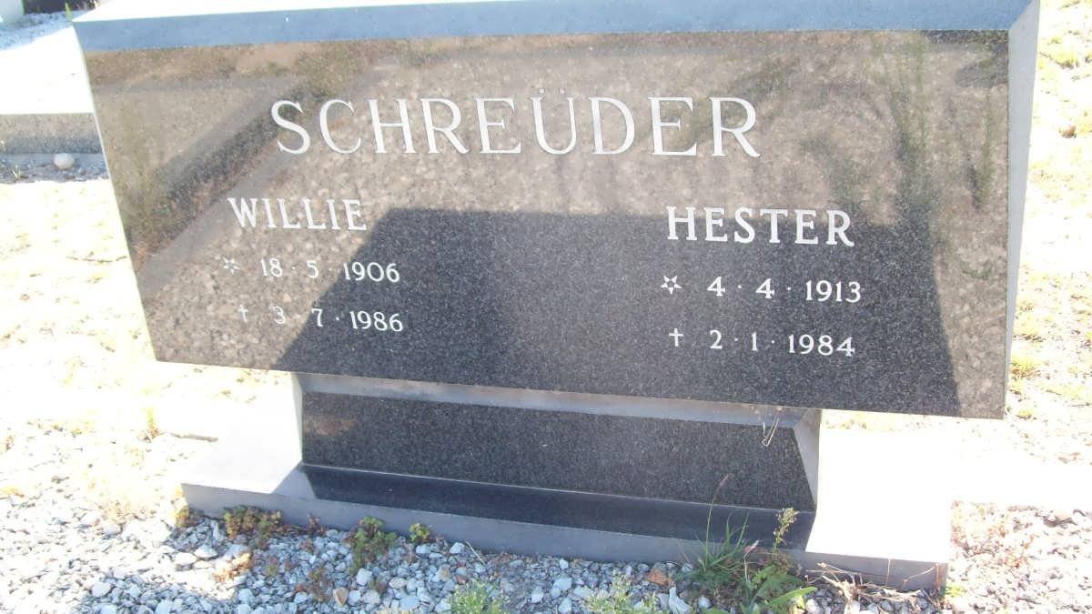 SCHREUDER Willie 1906-1986 &amp; Hester 1913-1984