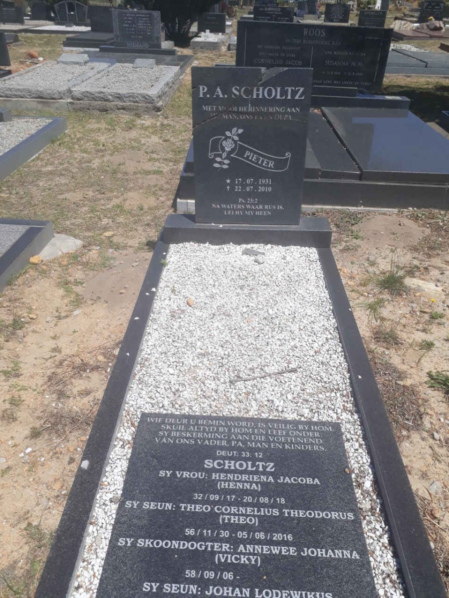 SCHOLTZ P.A. 1931-2010 &amp; Hendriena Jacoba 1932-2020