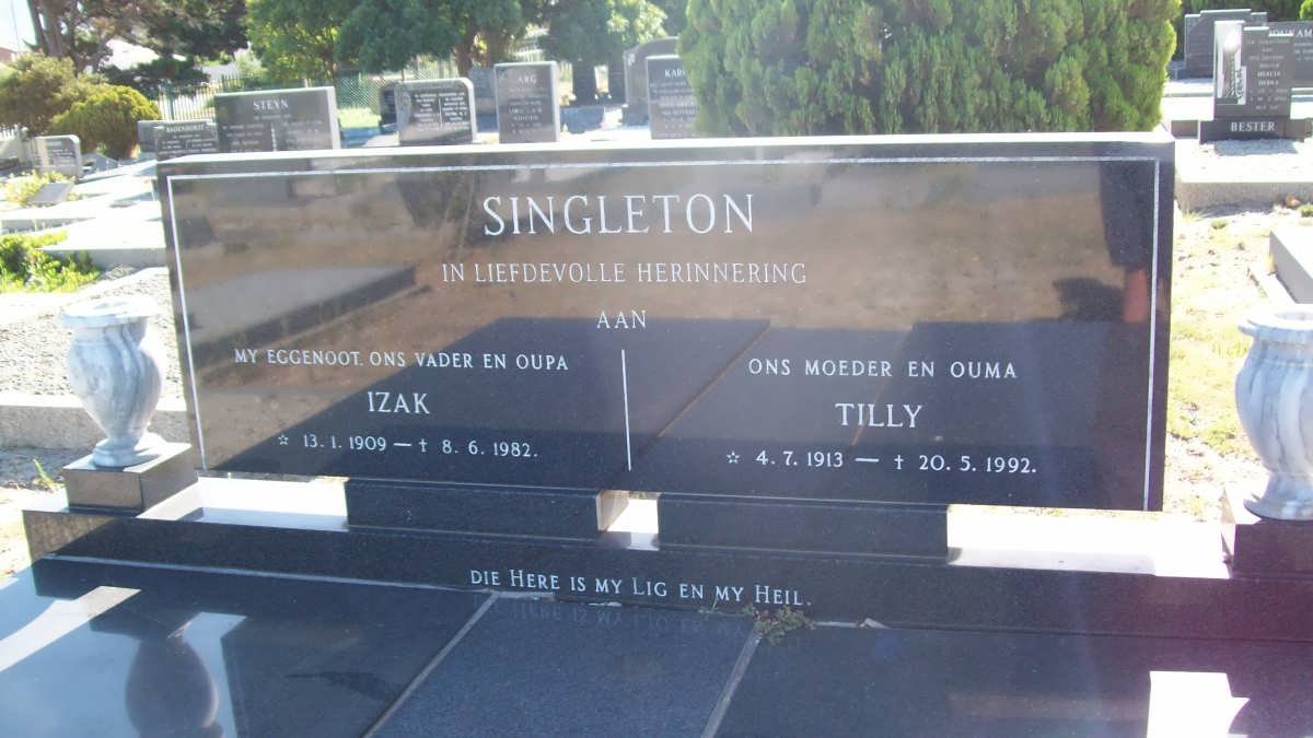 SINGLETON Izak 1909-1982 &amp; Tilly 1913-1992