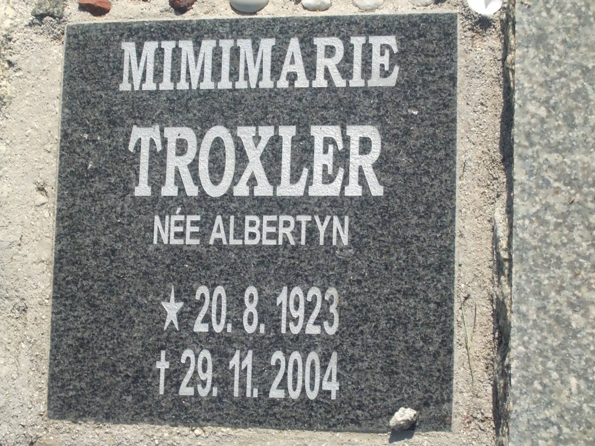 TROXLER Mimimarie nee ALBERTYN 1923-2004