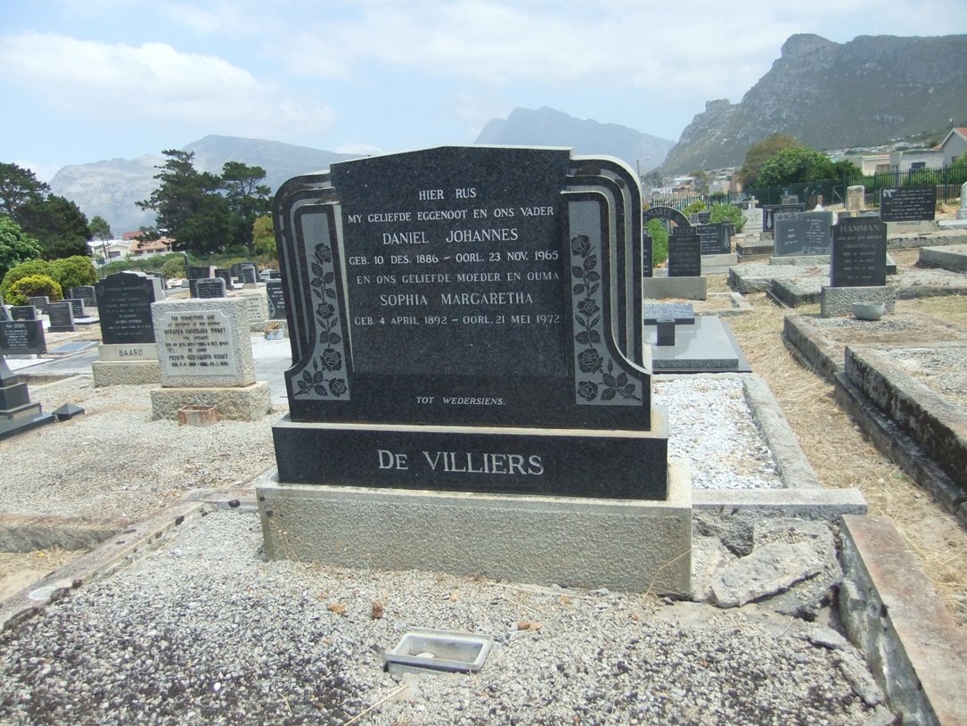 VILLIERS Daniel Johannes, de 1886-1965 &amp; Sophia Margaretha 1892-1972