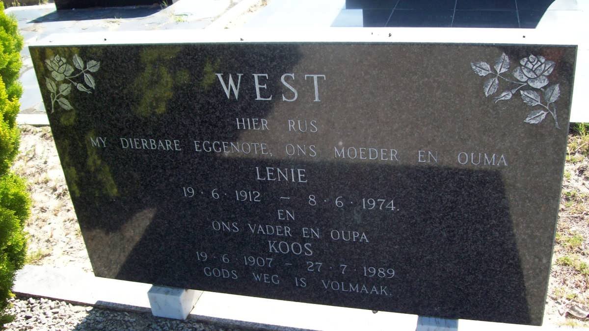 WEST Koos 1907-1989 &amp; Lenie 1912-1974