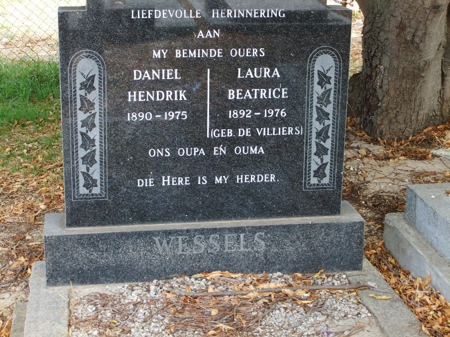 WESSELS Daniel Hendrik 1890-1975 &amp; Laura Beatrice DE VILLIERS 1892-1976