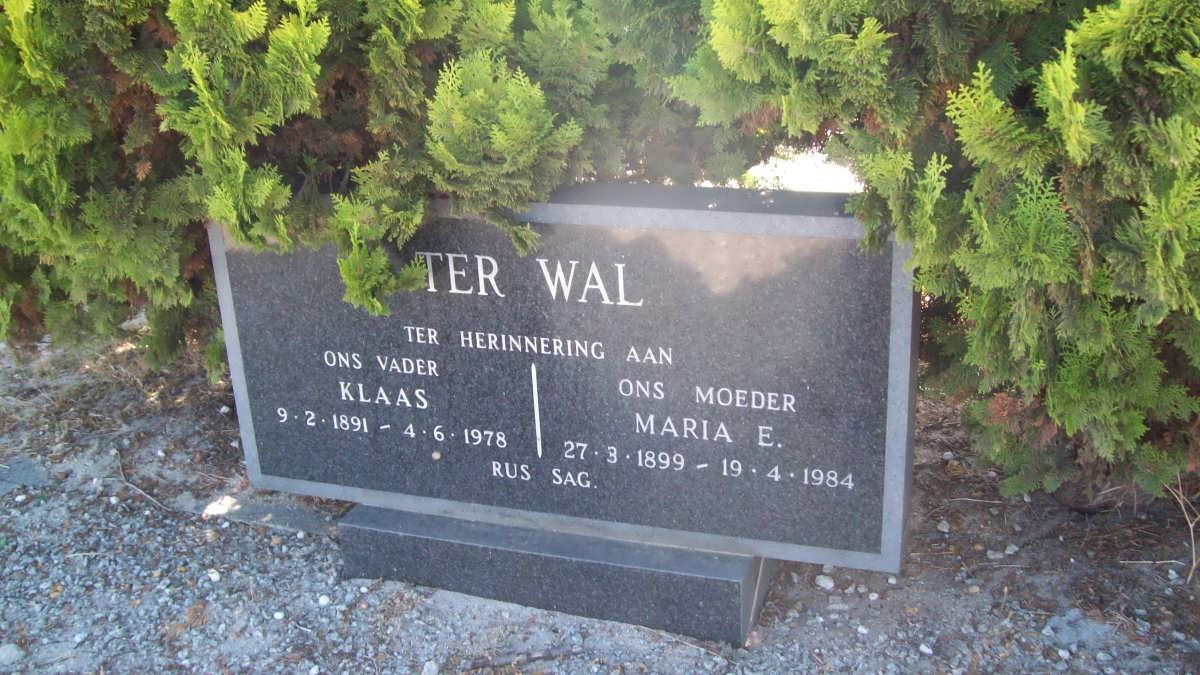 WAL Klaas, ter 1891-1978 &amp; Maria E. 1899-1984