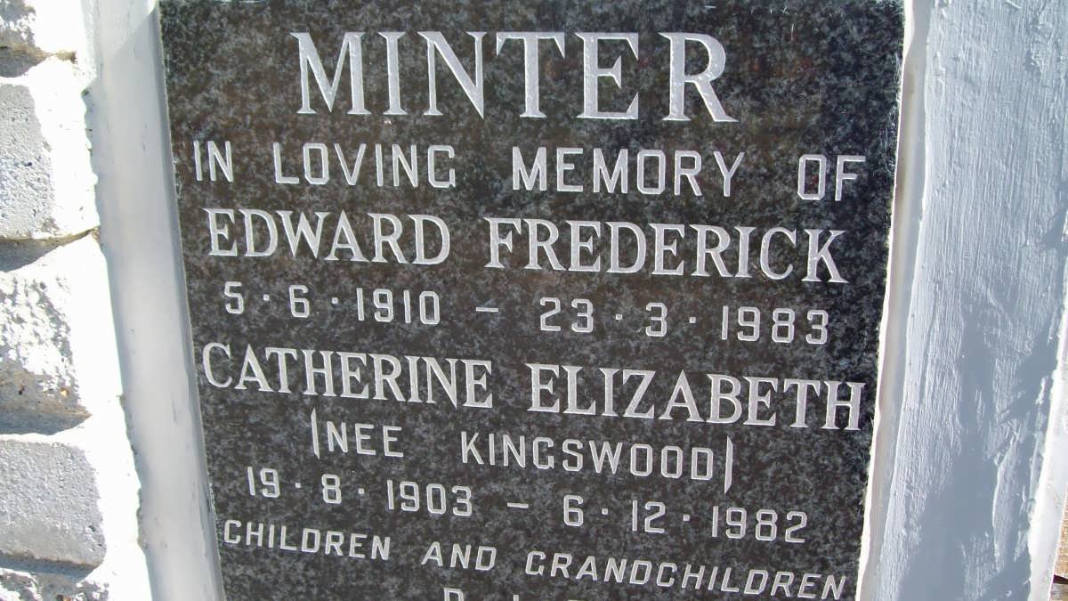 MINTER Edward Frederick 1910-1983 &amp; Catherine Elizabeth KINGSWOOD 1903-1982