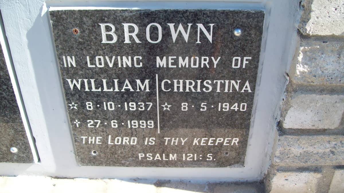BROWN William 1937-1999 &amp; Christina 1940-
