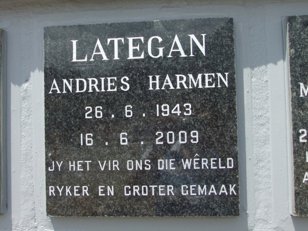 LATEGAN Andries Harmen 1943-2009