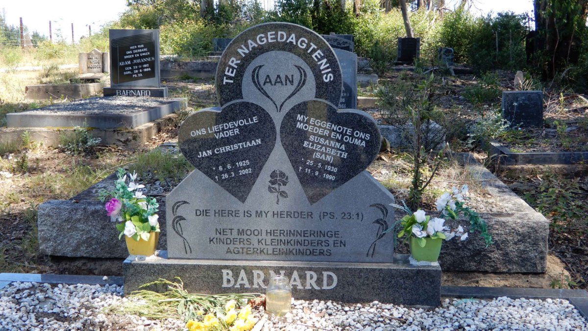 BARNARD Jan Christiaan 1925-2002 &amp; Susanna Elizabeth 1930-1990