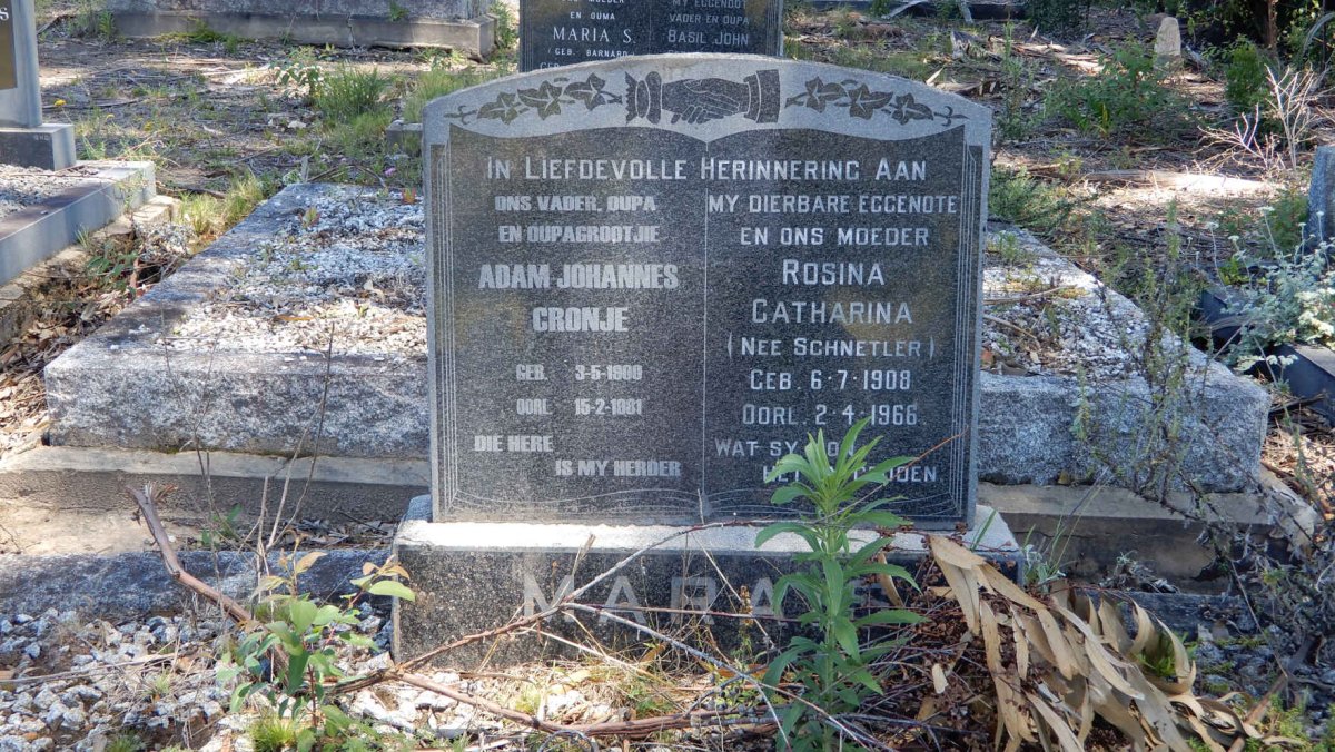 MARAIS Adam Johannes Cronje 1900-1981 &amp; Rosina Catharina SCHNETLER 1908-1966