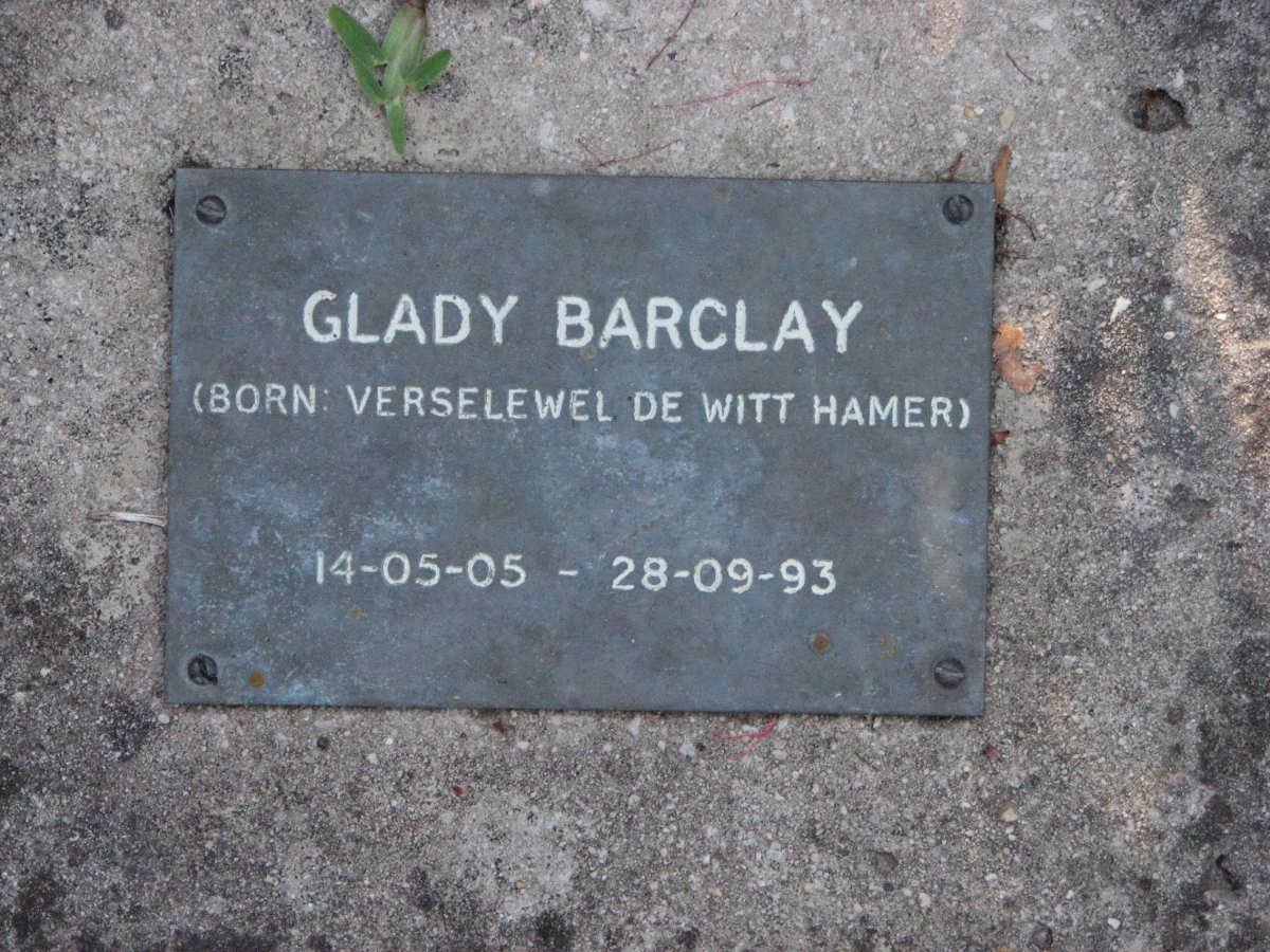 BARCLAY Glady nee VERSELEWEL DE WITT HAMER 1905-1993