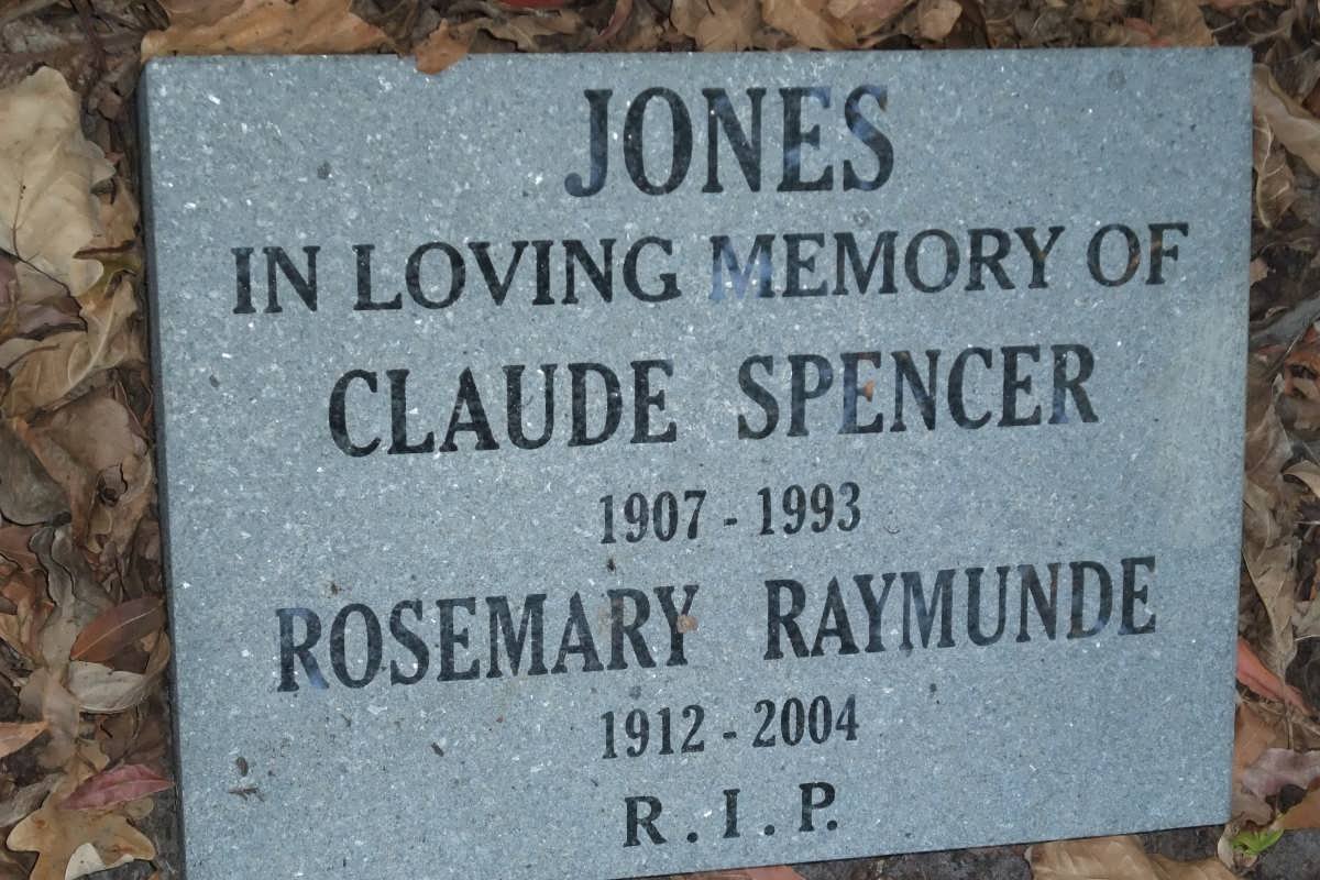 JONES Claude Spencer 1907-1993 &amp; Rosemary Raymunde 1912-2004