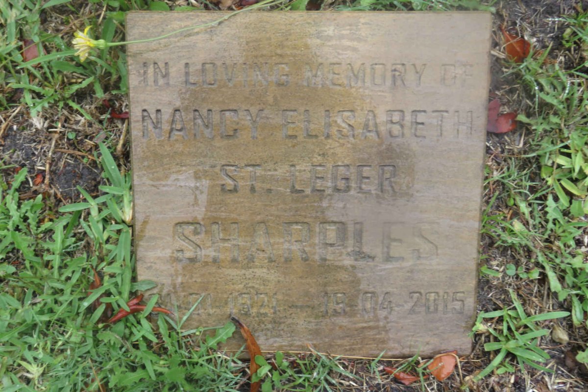 SHARPLES Nancy Elisabeth nee St LEGER 1921-2015