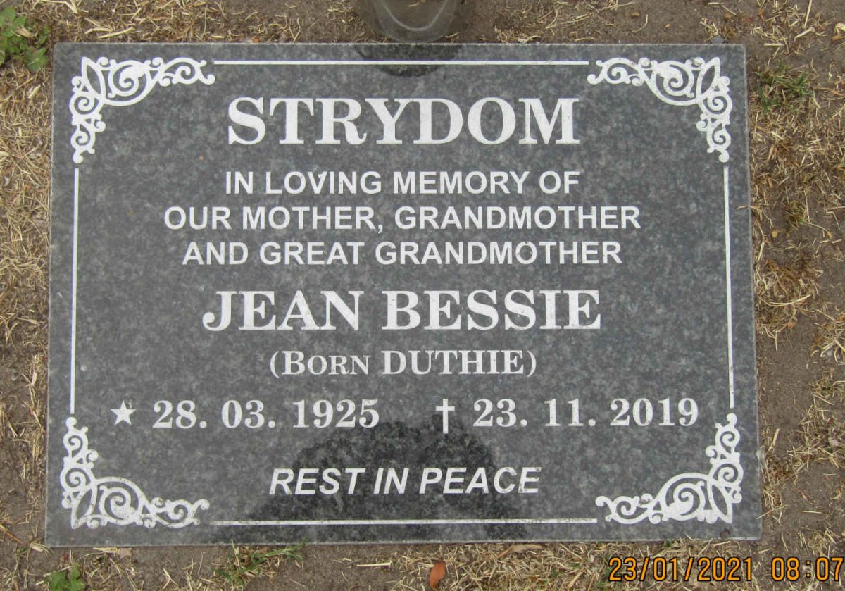 STRYDOM Jean Bessie nee DUTHIE 1925-2019