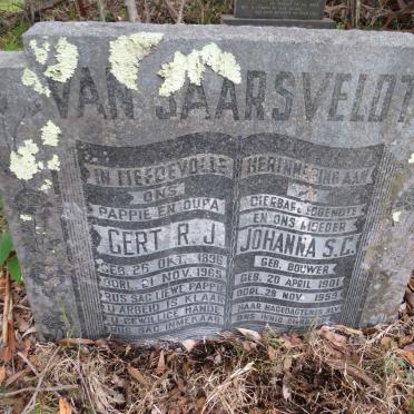 JAARSVELDT Gert R.J., van 1896-1965 & Johanna S.C. BOUWER 1901-1959