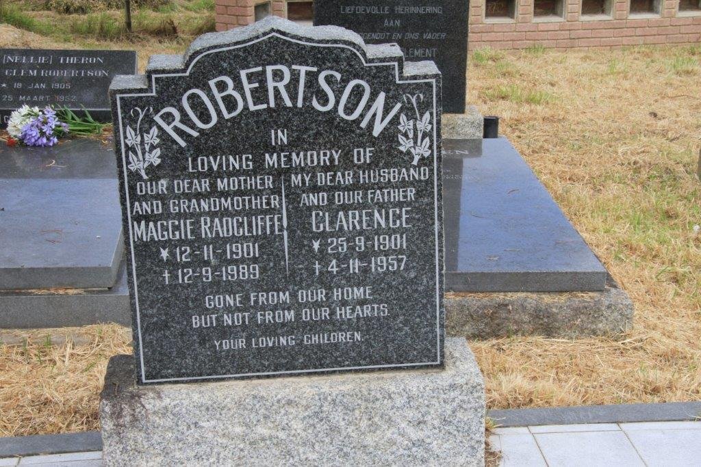 ROBERTSON Clarence 1901-1957 &amp; Maggie Radcliffe 1901-1989
