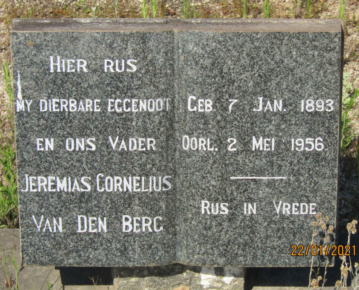 BERG Jeremias Cornelius, van den 1893-1956