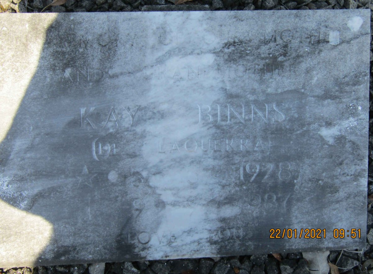 BINNS Kay nee DE LA QUERRA 1928-1987