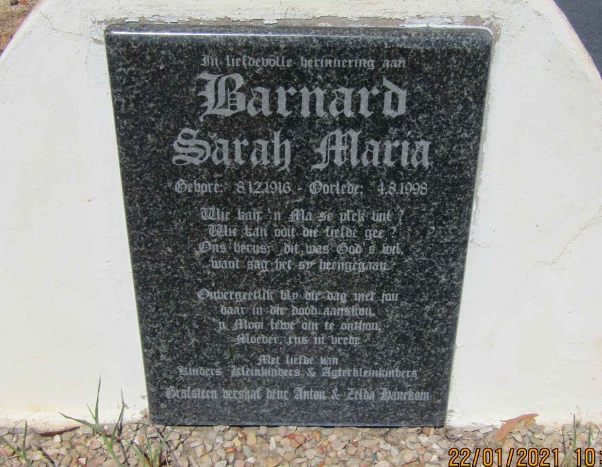 BARNARD Sarah Maria 1916-1998