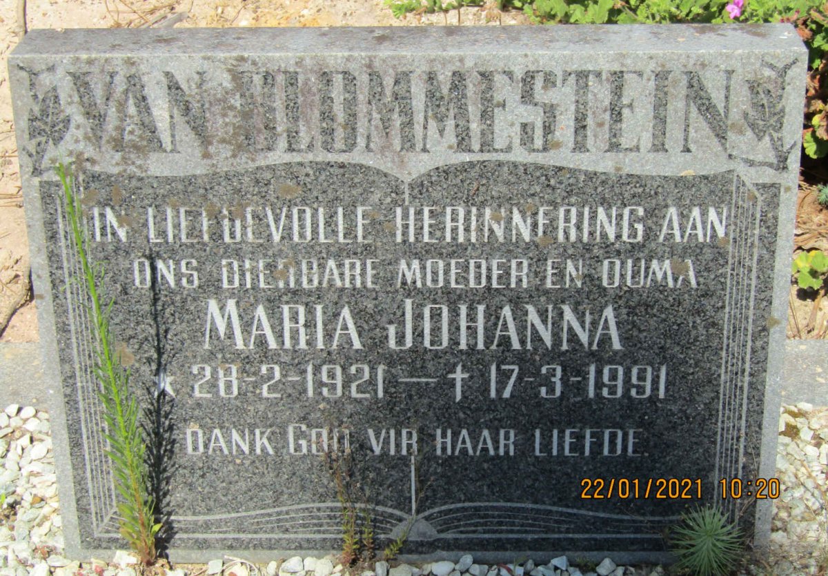 BLOMMESTEIN Maria Johanna, van 1921-1991